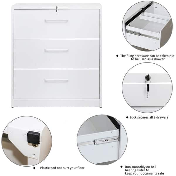 Shop Merax 3 Drawers Lateral Filing Cabinet 2 Drawer Locking File Cabinet Metal Organizer Heavy Duty Hanging File Office On Sale Overstock 30427187