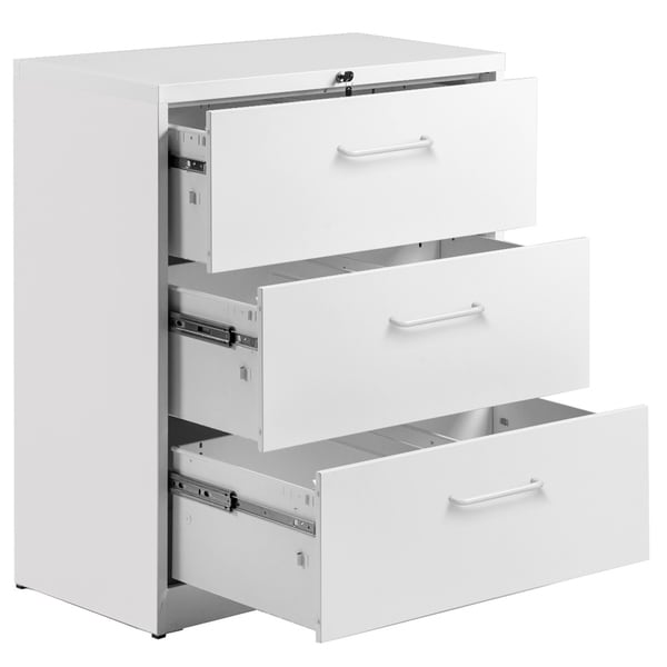 Lateral File Cabinet 2 Drawers With Lock White White Handle Heavy