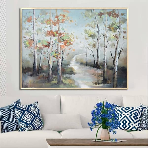 Hand Painted Acrylic Wall Art Fall Colorful Trees on a 47 x 35