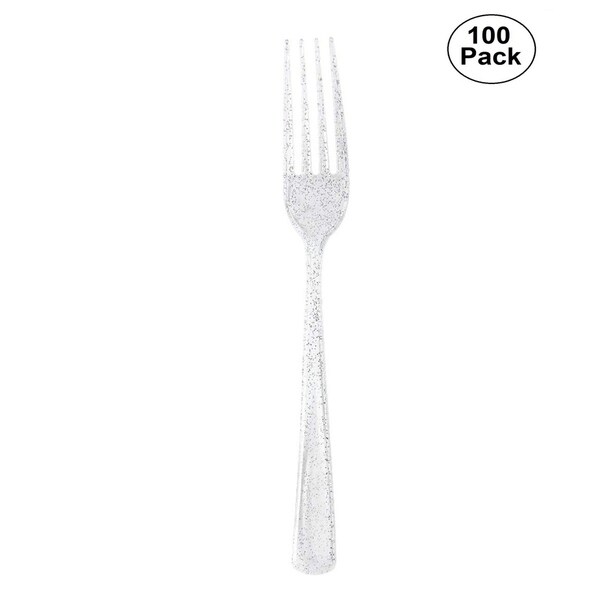 Disposable Plastic Silverware Set w/100 Disposable Plastic Forks