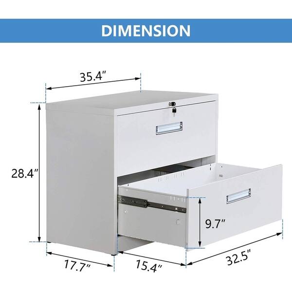 Shop Merax Lateral File Cabinet With Lock 2 Drawers On Sale