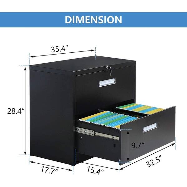 Shop Merax Lateral File Cabinet With Lock 2 Drawers On Sale