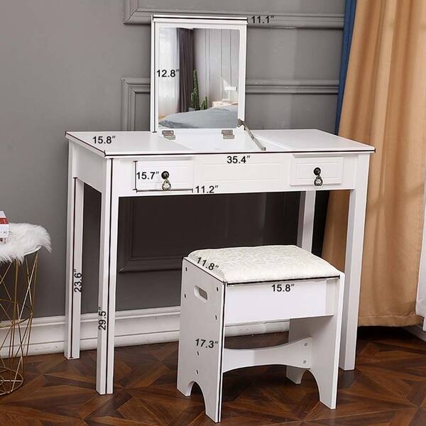Vanity Table Set With Mirror Bedroom Dressing W Vanity Table Set With Mirror Bedroom