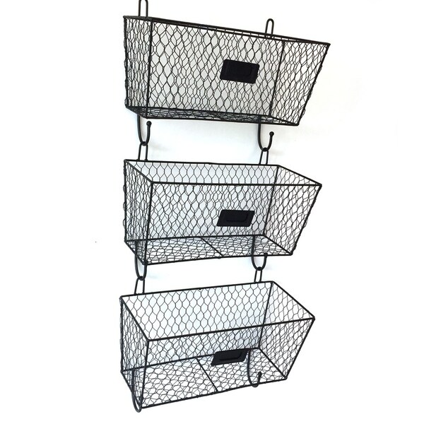 Modern Black Metal Wall Mounted Key And Mail Sorter Storage Rack W Chicken Wire Mesh Basket Desk Accessories Workspace Organizers Com Office School Supplies