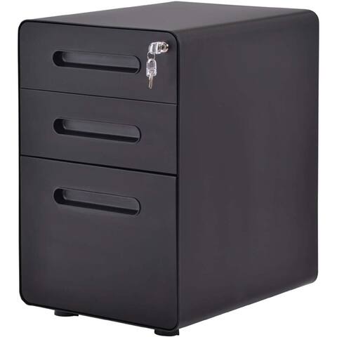 Merax File Cabinet 3 Drawer Metal Mobile File Cabinet With Lock