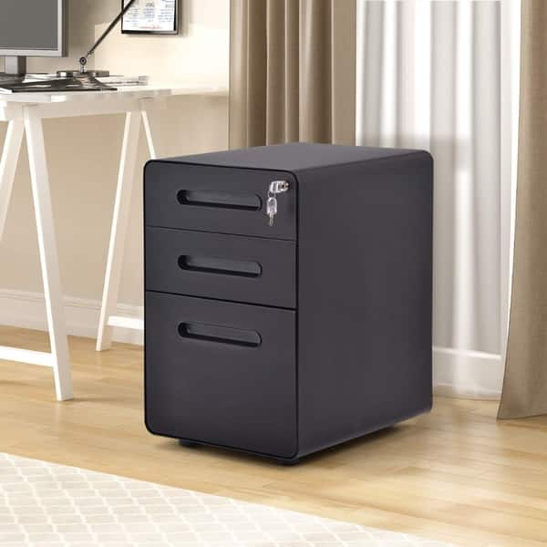 Shop Merax File Cabinet 3 Drawer Metal Mobile File Cabinet With Lock Fully Assembled Except Casters Overstock 30427805