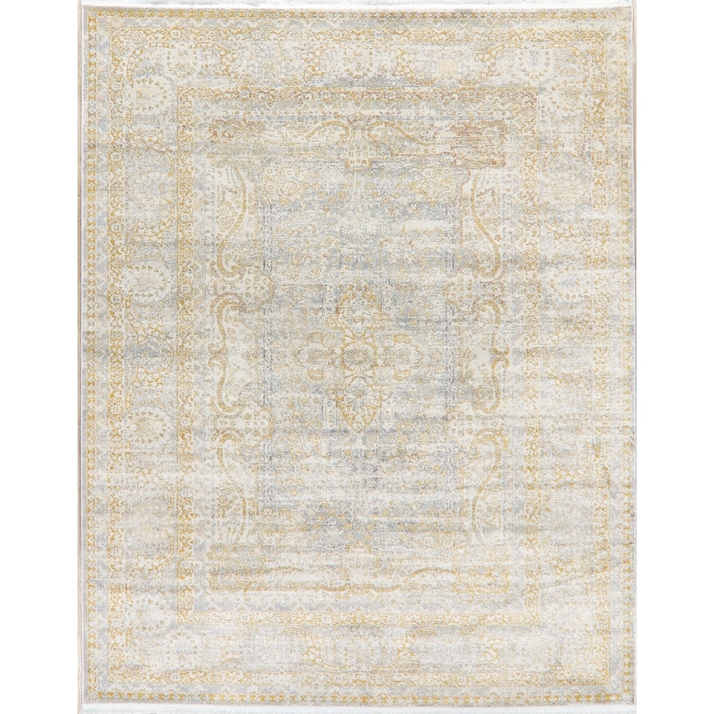 Geometric Vintage Style Turkish Distressed Area Rugs Heat-Set