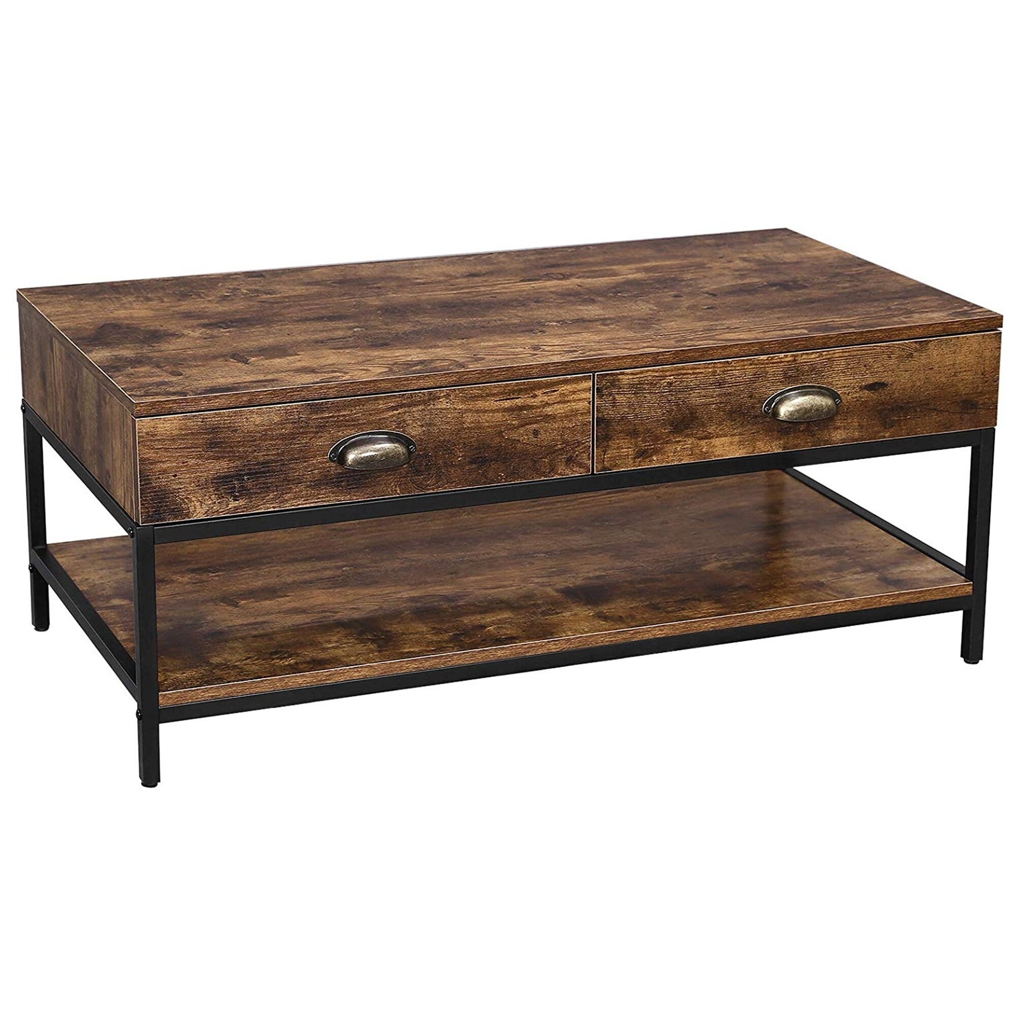 Shop Wooden Coffee Table With 2 Drawers And 1 Bottom Shelf Brown