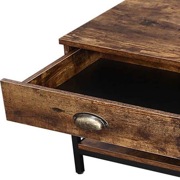 Shop Wooden Coffee Table With 2 Drawers And 1 Bottom Shelf Brown