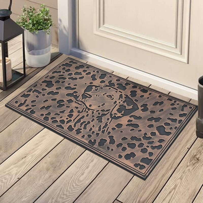 A1HC Dog Sketch Rubber Mat, Beautifully Copper Finished 18" X 30"