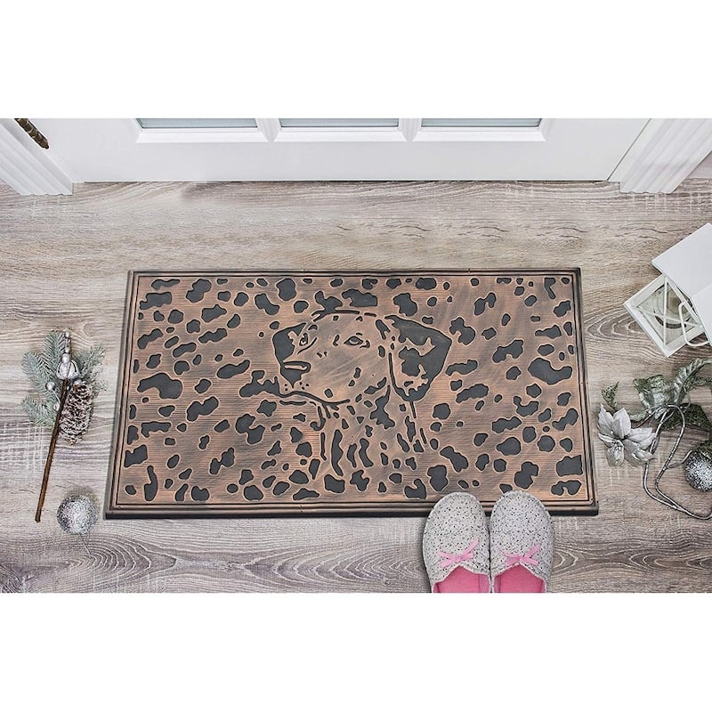 A1HC Dog Sketch Rubber Mat, Beautifully Copper Finished 18" X 30"