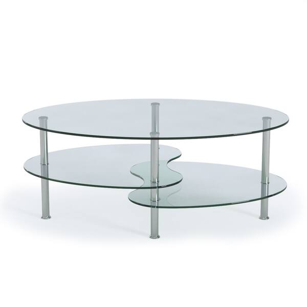 Shop Black Friday Deals On Ryan Rove Ashley Home Office Decorative Contemporary 38 Oval Two Tier Clear Glass Coffee Table On Sale Overstock 30428221
