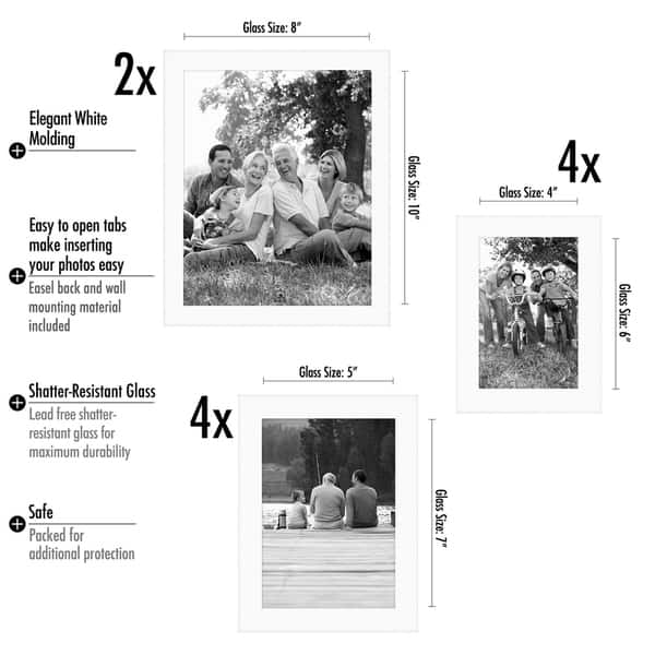 Americanflat Picture Frame Set, 10 Pieces with Two 8x10; Four 5x7; and ...