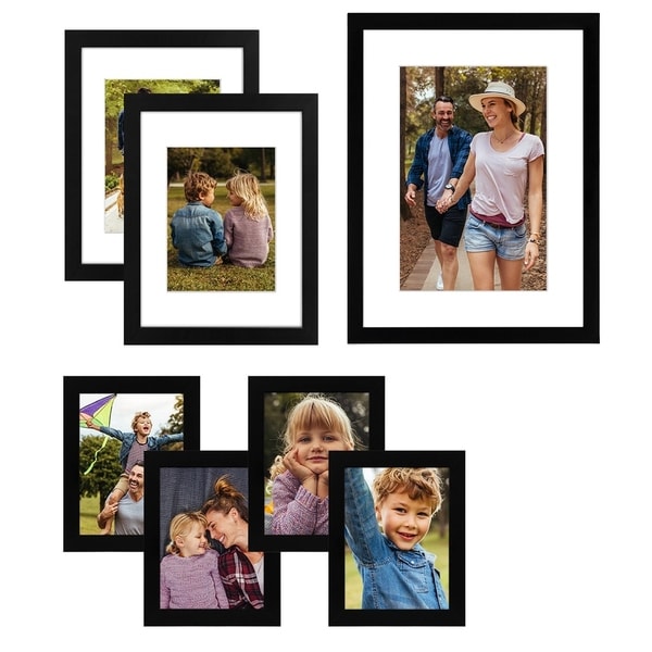 Americanflat 7 Pack Gallery Wall Set - Includes: (1) 12x16 Frame, (2) 9x12 Frames, and (4) 6x8 Frames, Black. Opens flyout.