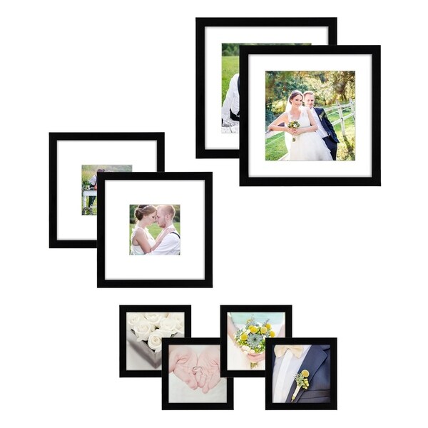 Americanflat 8 Pack Gallery Wall Set - Includes: (2) 11x11 Frames, (2) 8x8 Frames, and (4) 4x4 Frames, Black