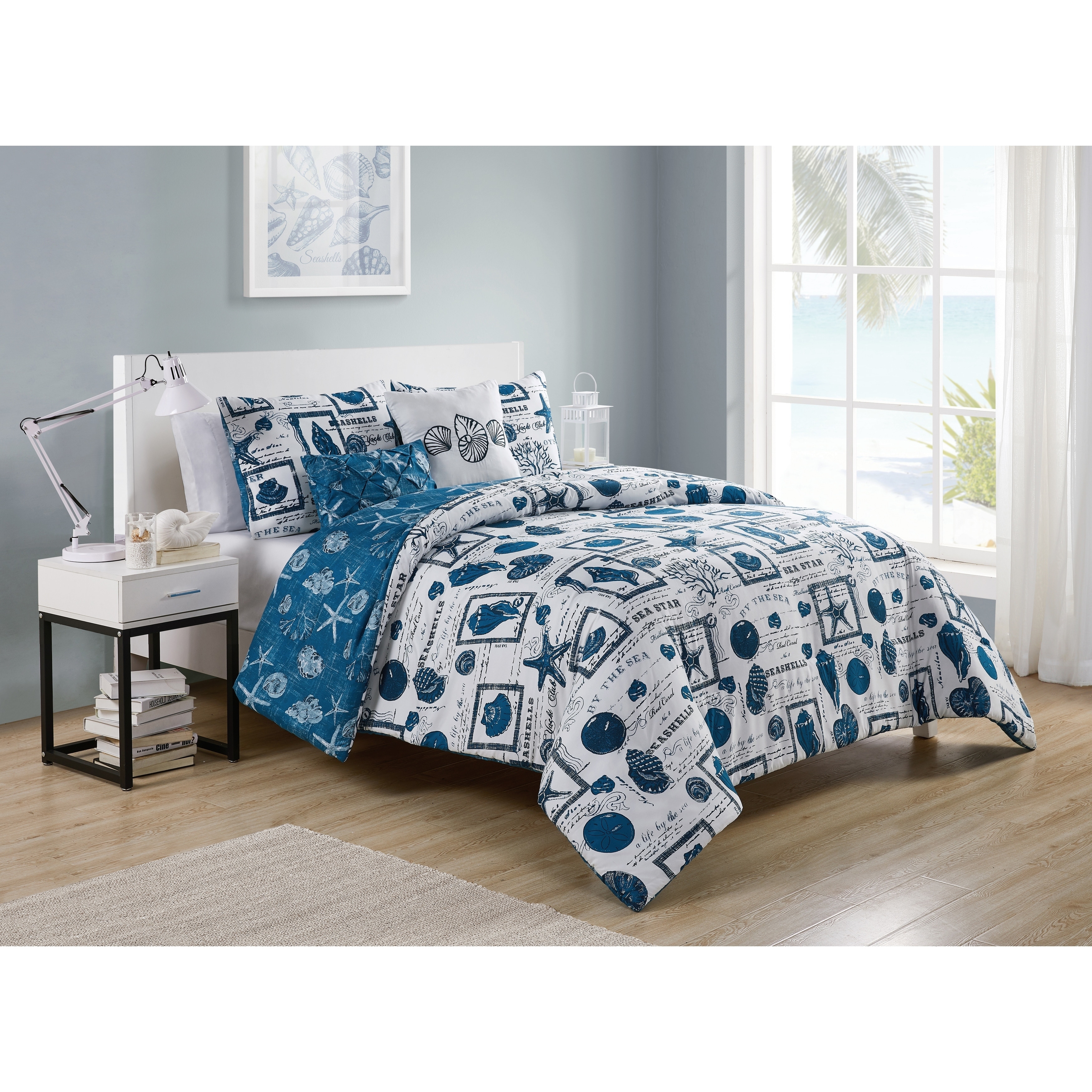 Shop Vcny Home By The Sea Reversible Blue Coastal Duvet Cover Set