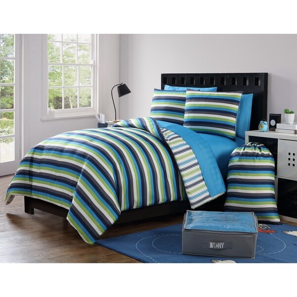 Shop VCNY Home Darby Stripe Reversible Bed-in-a-Bag Comforter Set ...