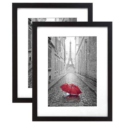 Americanflat 9x12 Picture Frame with Mat for 6x8, Black