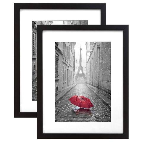 Porch & Den Midway Black Wood/ White Mat Picture Frame (Set of 2)