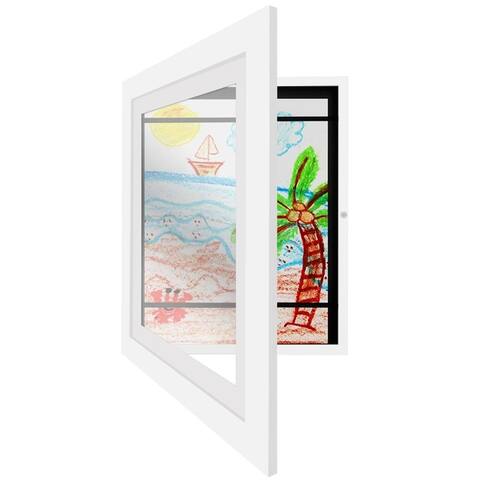 Americanflat White Kids Artwork Picture Frame - Display Artworks Sized 8.5x11 with Mat and 10x12.5 Without Mat