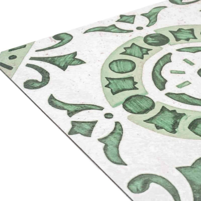 Retro 12x12 Self Adhesive Floor Tile-Green Medallion 20 Tiles/20 sq ft