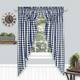 Buffalo Check Gathered Swag Window Curtain Pair - 72x63 - Navy