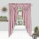 Buffalo Check Gathered Swag Window Curtain Pair - 72x63 - Burgundy
