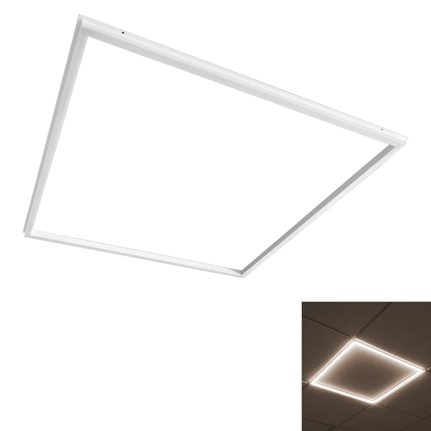 Luxrite 2x2 Ft Slim Frame Led Edge Light 40w Dimmable 4000 Lumens Drop Ceiling Panel Light 100 277v Ul Listed