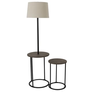 Ricard Floor Lamp and Nesting Accent Table Set (Black - Painted)