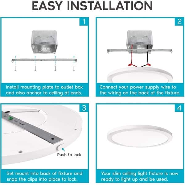 Luxrite Slim Led Flush Mount Ceiling Light 12 22w 1800 Lumens Dimmable Energy Star Wet Rated Low Profile Light