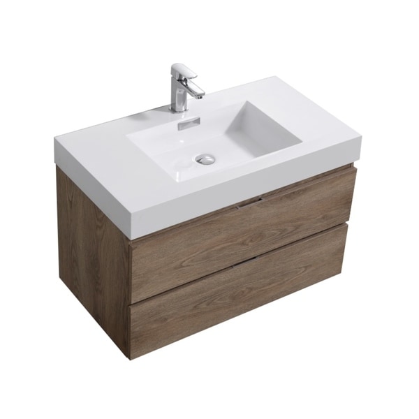 Bliss 36" Butternut Wall Mount Modern Bathroom Vanity