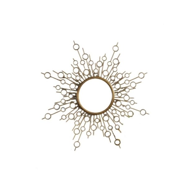 Mirror made of iron and mirrored glass , Hand-painted golden finish.