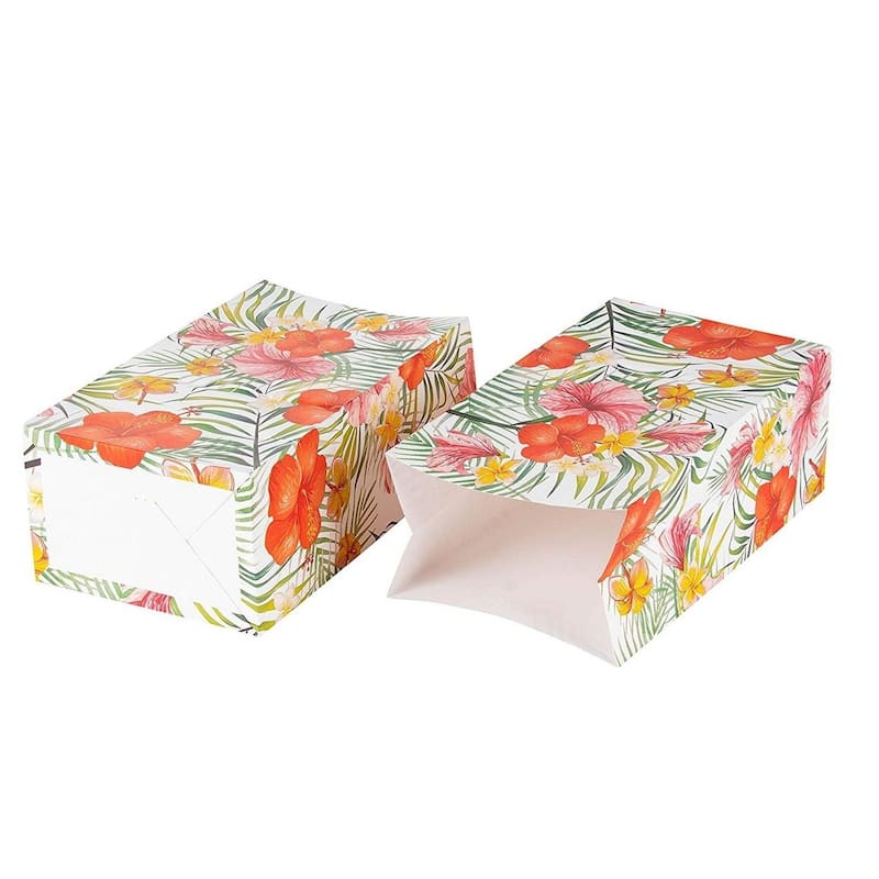 Blue Panda 36 Paper Gift Bags, Luau, Recyclable, Hibiscus Flower Design, 5.2"x 8.7"x 3.3"