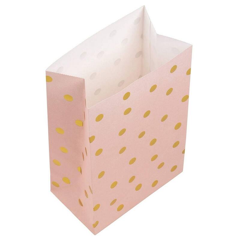 Blue Panda 24 Pack Pink and Gold Favor Bags for Baby Shower, Birthday Party, 5.5x8.6x3 in