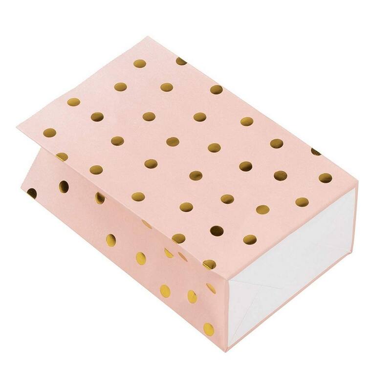 Blue Panda 24 Pack Pink and Gold Favor Bags for Baby Shower, Birthday Party, 5.5x8.6x3 in