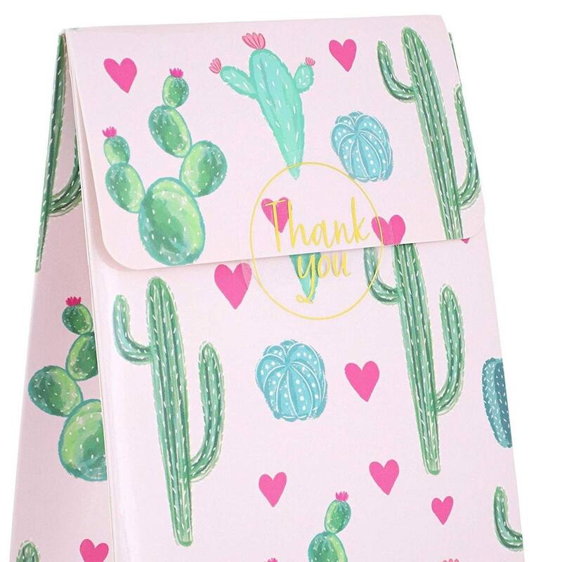 Blue Panda 24 Blue Panda Pink Cactus Fiesta Party Favor Goody Bags and Thank You Stickers