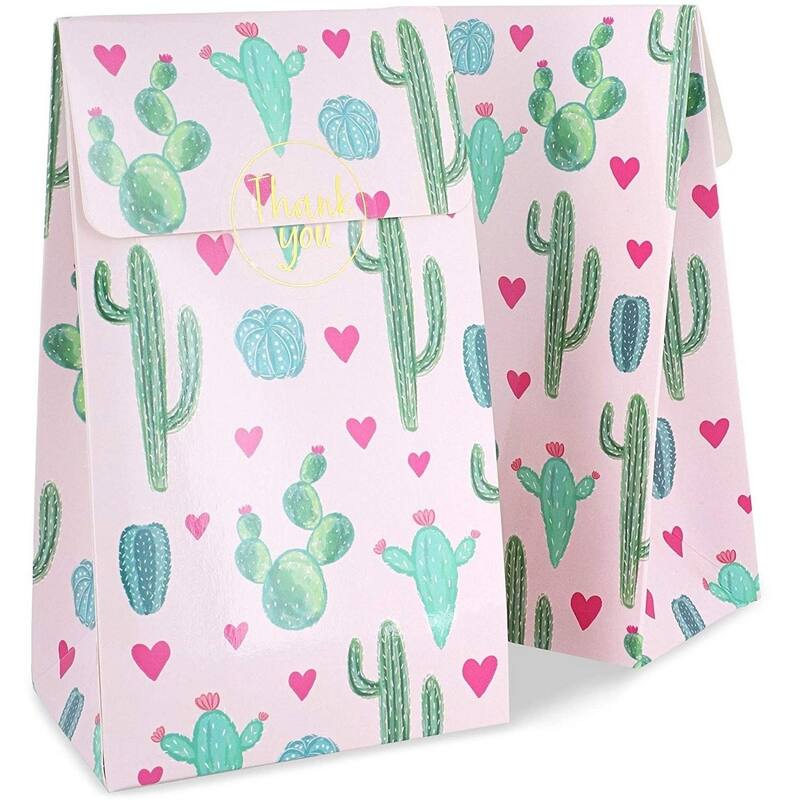 Blue Panda 24 Blue Panda Pink Cactus Fiesta Party Favor Goody Bags and Thank You Stickers