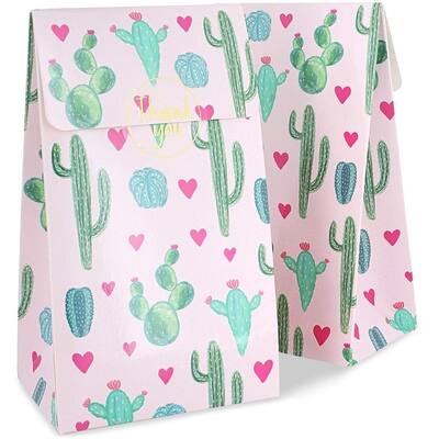 Blue Panda 24 Blue Panda Pink Cactus Fiesta Party Favor Goody Bags and Thank You Stickers