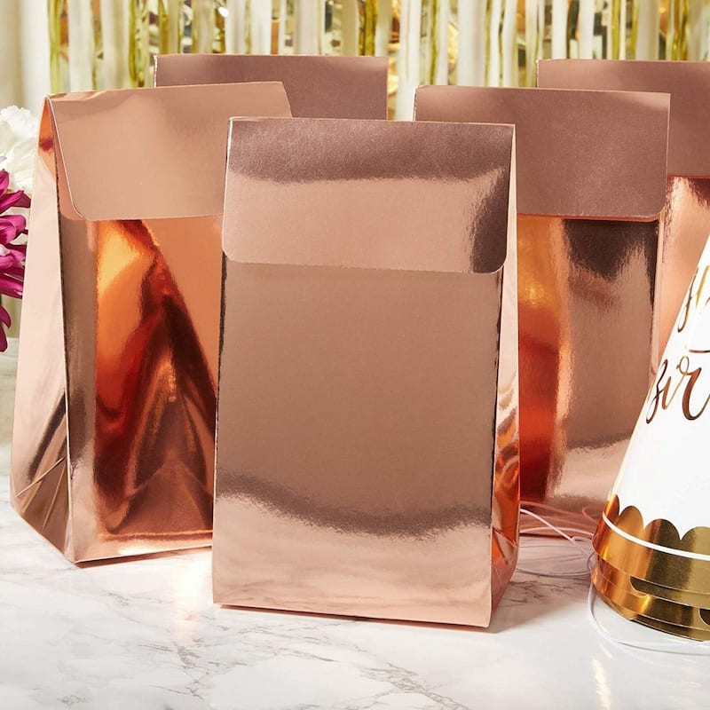 Blue Panda Blue Panda Rose Gold Foil Party Goody Gift Bags for Favors and Treats (24 Pack)
