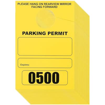 Juvale 500pcs Yellow Parking Permit Pass Numbered Hang Tags For Car Parking Management
