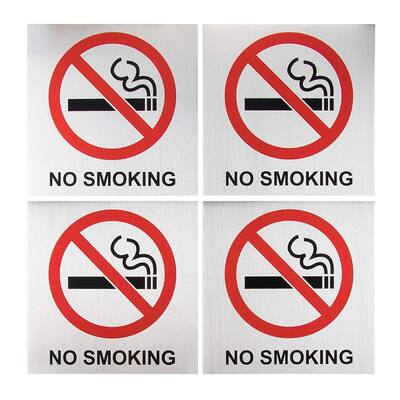 Juvale 4-Pack No Smoking Signs for Business - Self-Adhesive Metal Stickers for Outdoors