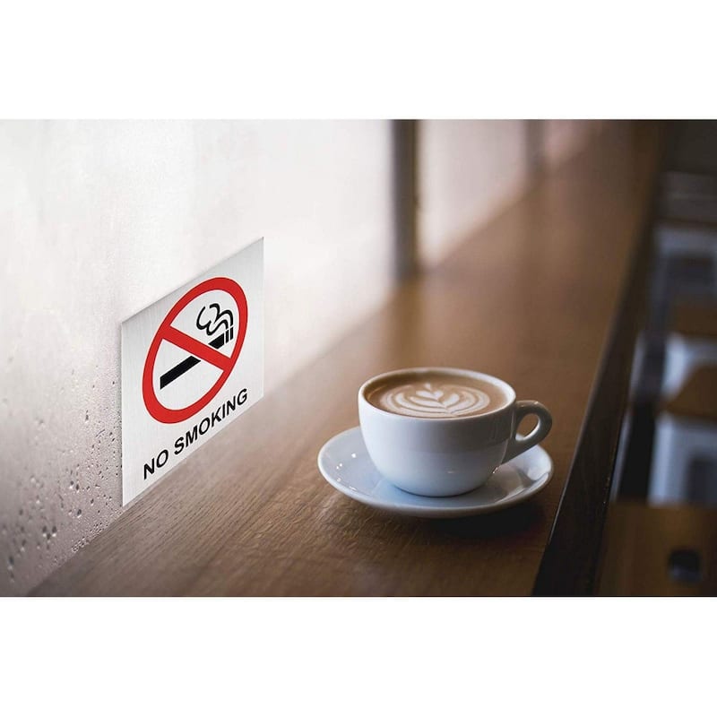 Juvale 4-Pack No Smoking Signs for Business - Self-Adhesive Metal Stickers for Outdoors