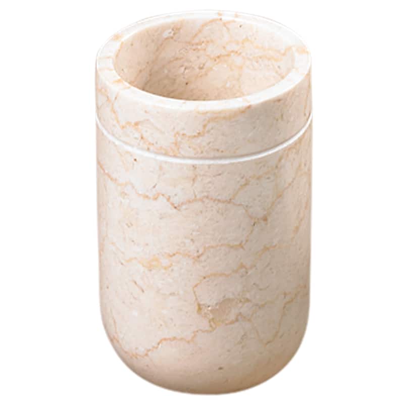 Creative Home Notch Collection Champagne Marble Tumbler, Toothbrush Holder, Makeup Brush Organizer - Beige - N/A - Beige