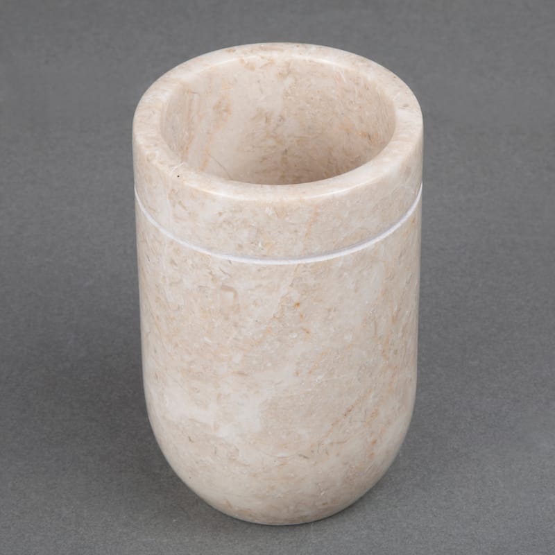 Creative Home Notch Collection Champagne Marble Tumbler, Toothbrush Holder, Makeup Brush Organizer - Beige - N/A
