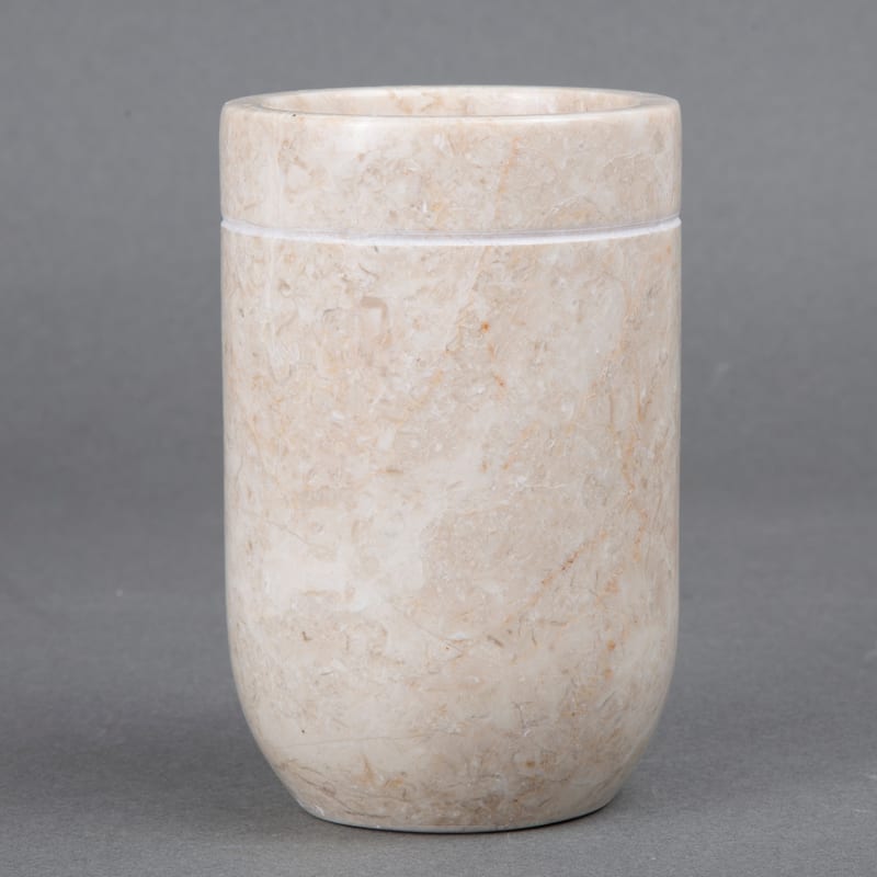 Creative Home Notch Collection Champagne Marble Tumbler, Toothbrush Holder, Makeup Brush Organizer - Beige - N/A