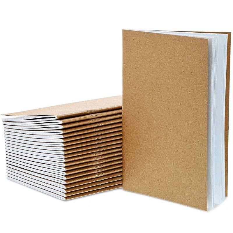 Paper Junkie 24-Pack A5 Blank Notebook Bulk Set, Unlined Kraft Paper Journals, 5.5x8.5 in