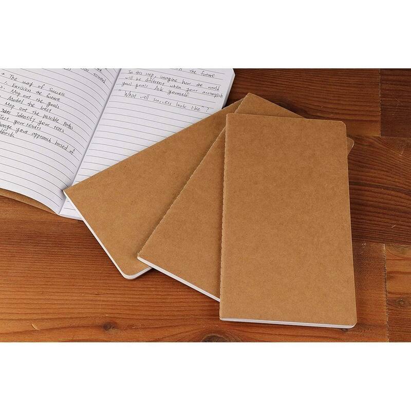 Paper Junkie 48 Pack Kraft Paper Notebooks Bulk, H5 Lined Journals for Travelers (80 Pages)
