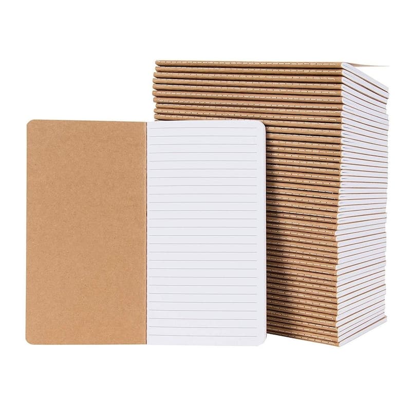 Paper Junkie 48 Pack Kraft Paper Notebooks Bulk, H5 Lined Journals for Travelers (80 Pages)