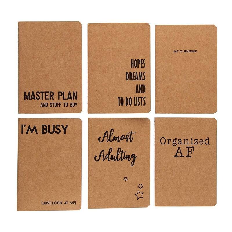 Paper Junkie 12-Pack Lined Kraft Notebook, 6 Different Designs, Brown, 4.1 x 5.8 Inch