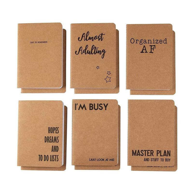 Paper Junkie 12-Pack Lined Kraft Notebook, 6 Different Designs, Brown, 4.1 x 5.8 Inch